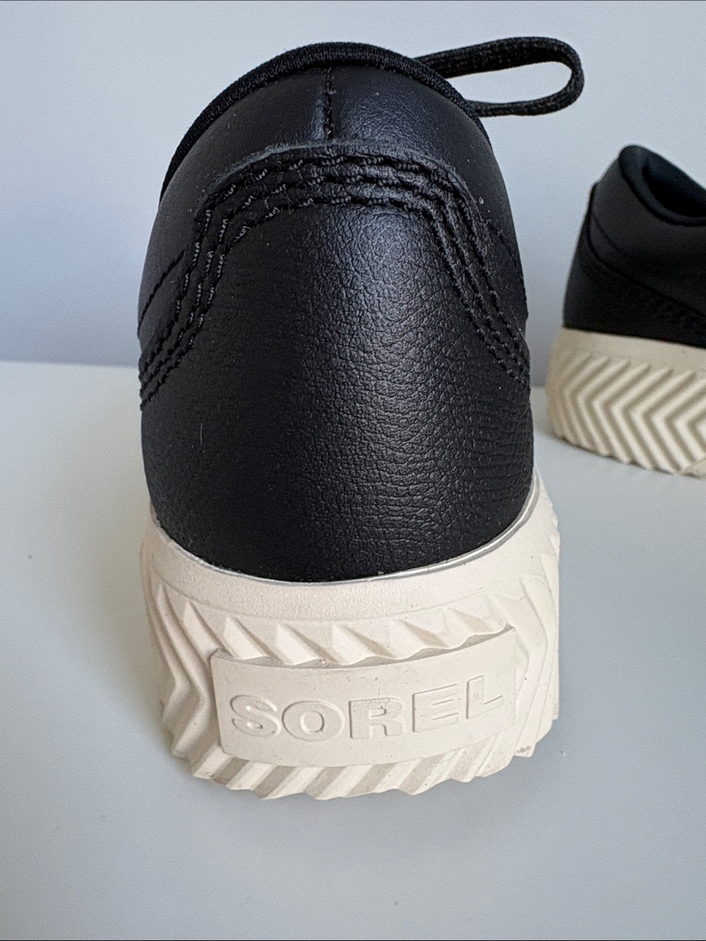 Sorel Black Leather Low-Top Sneaker with Cream Platform - Picture 4 of 5